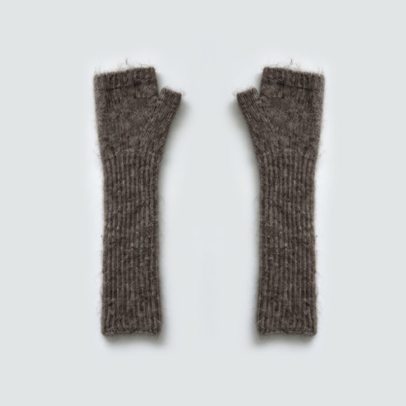Flewera Women's Fingerless Knit Gloves – Long Style, 13 Inch