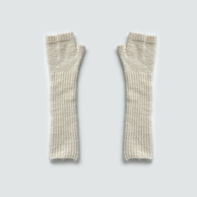 Flewera Women's Fingerless Knit Gloves – Long Style, 13 Inch