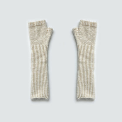 Flewera Women's Fingerless Knit Gloves – Long Style, 13 Inch