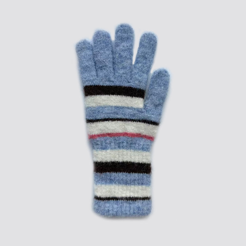 Flewera Women's Fingerless Knit Gloves – Striped, One Size