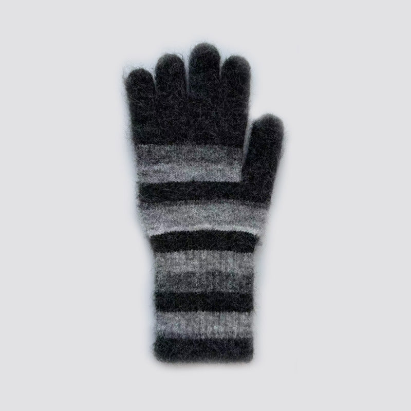 Flewera Women's Fingerless Knit Gloves – Striped, One Size