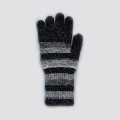 Flewera Women's Fingerless Knit Gloves – Striped, One Size