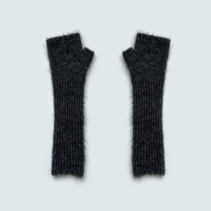 Flewera Women's Fingerless Knit Gloves – Long Style, 13 Inch